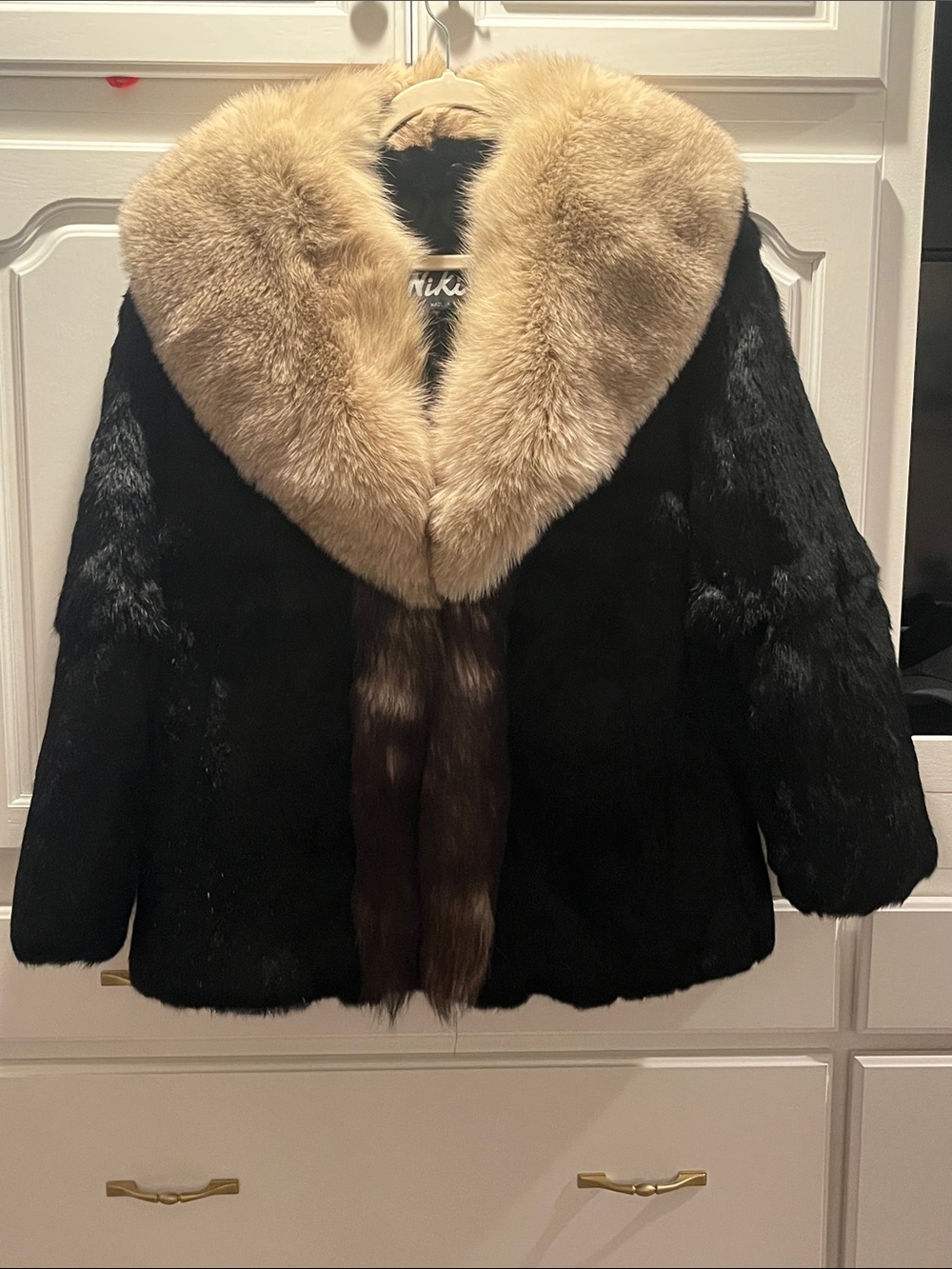 Vintage Fox Fur trim Rabbit Fur Coat